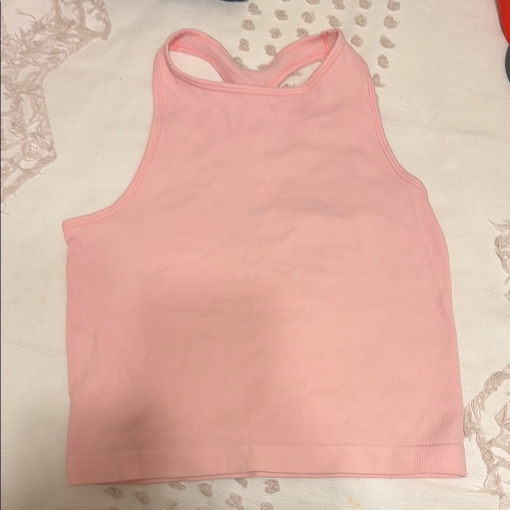 Free People Pink Cropped Fitted Tank Top